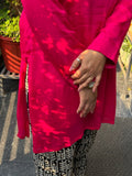 Bright Pink Crepe Tunic with Georgette Printed Bottoms
