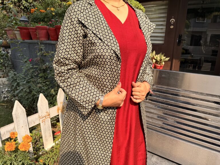 Luxe Red Raw Silk Ensemble with Textured Modal Overlay