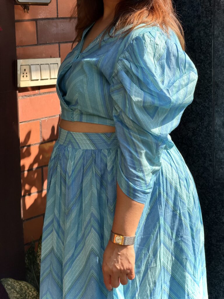 Elegant Cotton Co-ord Set – Skirt & Puff Sleeve Top